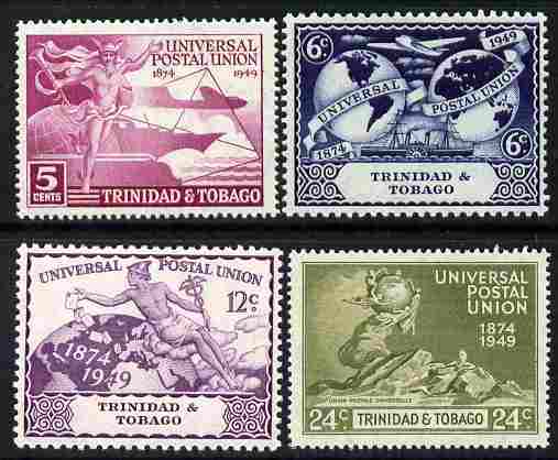 Trinidad & Tobago 1949 KG6 75th Anniversary of Universal Postal Union set of 4 unmounted mint, SG 261-4, stamps on , stamps on  stamps on , stamps on  stamps on  kg6 , stamps on  stamps on  upu , stamps on  stamps on 