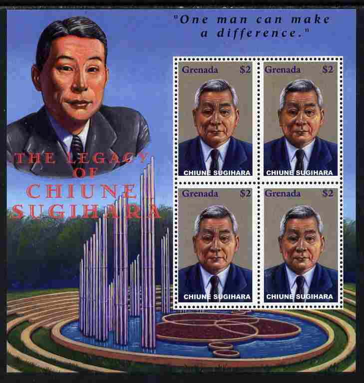 Grenada 2002 Chiune Sugihara perf sheetlet containing 4 values unmounted mint as SG 4704, stamps on , stamps on  stamps on personalities, stamps on  stamps on judaica, stamps on  stamps on judaism, stamps on  stamps on  ww2 , stamps on  stamps on 