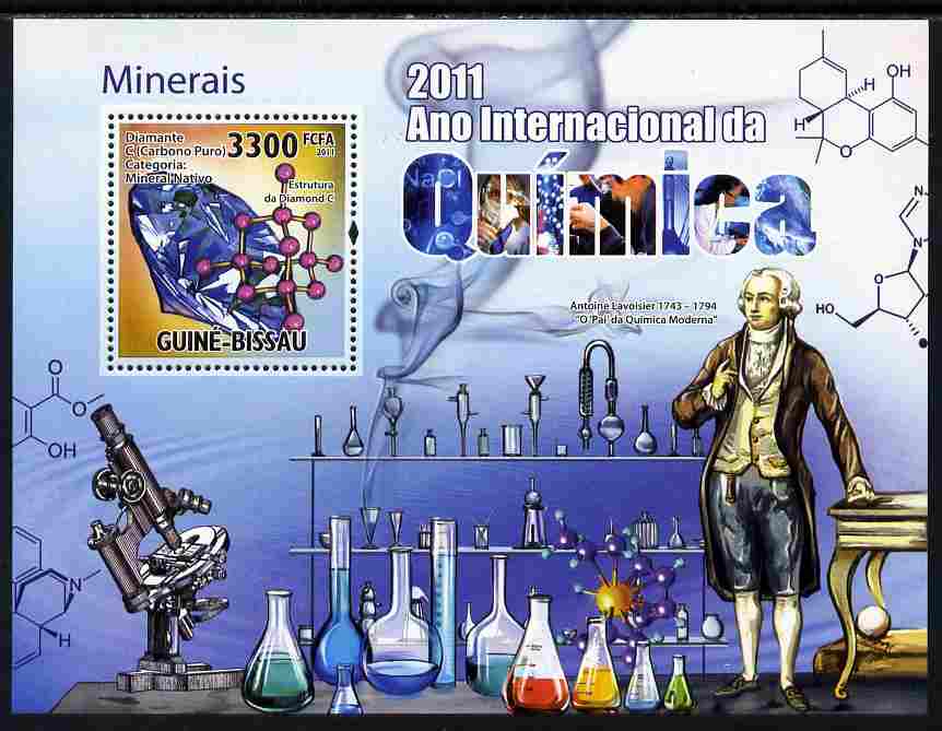 Guinea - Bissau 2011 International Chemical Year perf s/sheet unmounted mint Michel BL 909, stamps on , stamps on  stamps on chemicals, stamps on  stamps on chemistry, stamps on  stamps on minerals, stamps on  stamps on microscopes