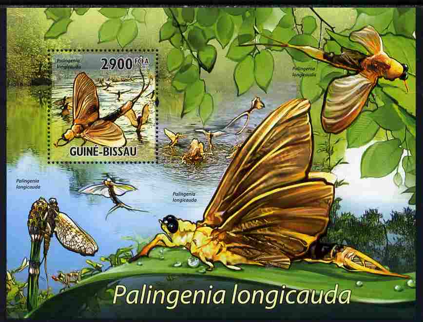 Guinea - Bissau 2011 Insects - Palinenia longicauda (Tisza Mayfly) perf s/sheet unmounted mint Michel BL 917, stamps on insects