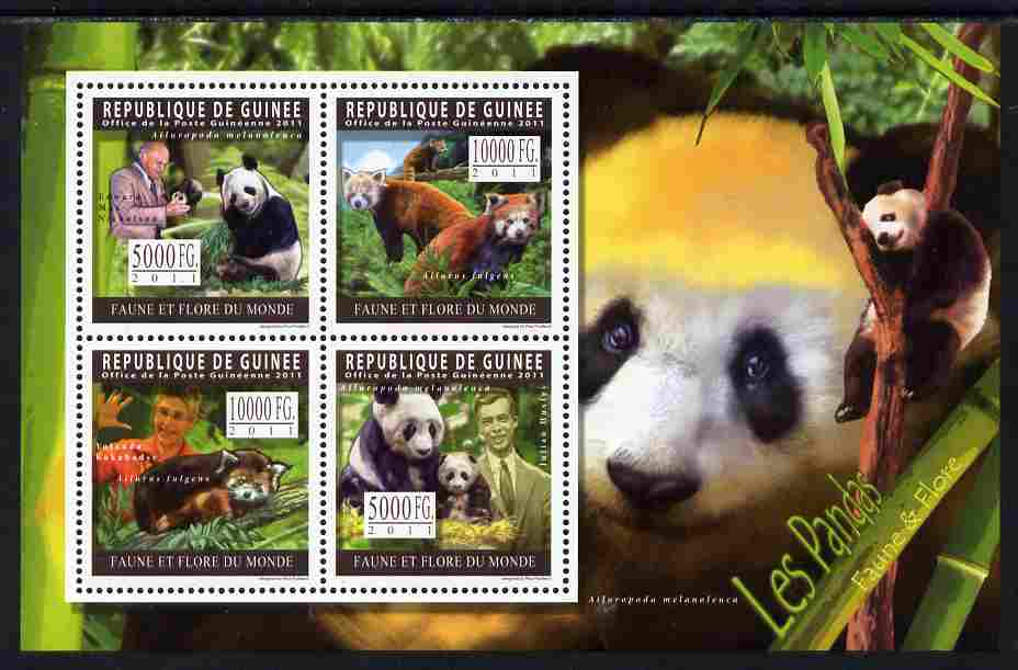 Guinea - Conakry 2011 Pandas perf sheetlet containing 4 values unmounted mint, stamps on animals, stamps on bears, stamps on pandas