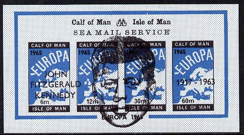 Calf of Man 1965 J F Kennedy Memorial opt'd on Europa (large portrait in centre of sheet) imperf m/sheet unmounted mint (Rosen CA57LS), stamps on , stamps on  stamps on maps    europa      kennedy    personalities