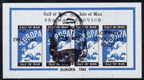 Calf of Man 1965 J F Kennedy Memorial opt'd on Europa (large portrait in centre of sheet) imperf m/sheet with opt inverted (Rosen CA57LSvar) unmounted mint, stamps on , stamps on  stamps on maps    europa      kennedy    personalities