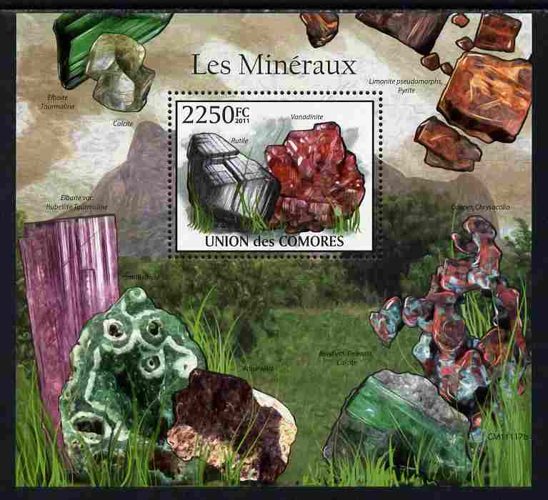 Comoro Islands 2011 Minerals #3 perf s/sheet unmounted mint , stamps on minerals