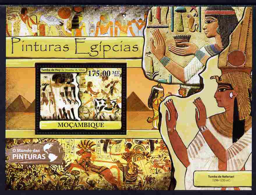 Mozambique 2011 Egyptian Art perf s/sheet unmounted mint, stamps on , stamps on  stamps on arts, stamps on  stamps on egyptology