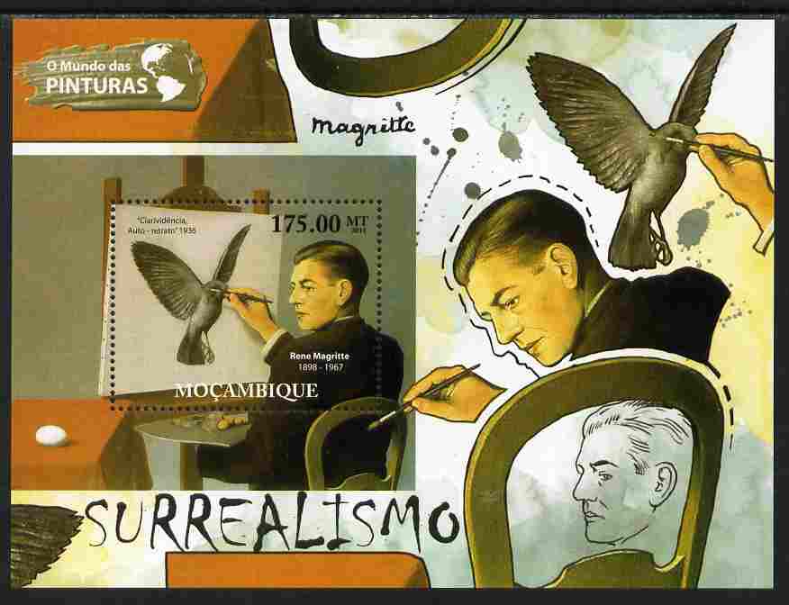 Mozambique 2011 Surrealist Art perf s/sheet unmounted mint, stamps on , stamps on  stamps on arts, stamps on  stamps on magritte