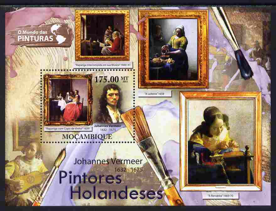 Mozambique 2011 Dutch Paintings perf s/sheet unmounted mint, stamps on , stamps on  stamps on arts, stamps on  stamps on vermeer, stamps on  stamps on lace