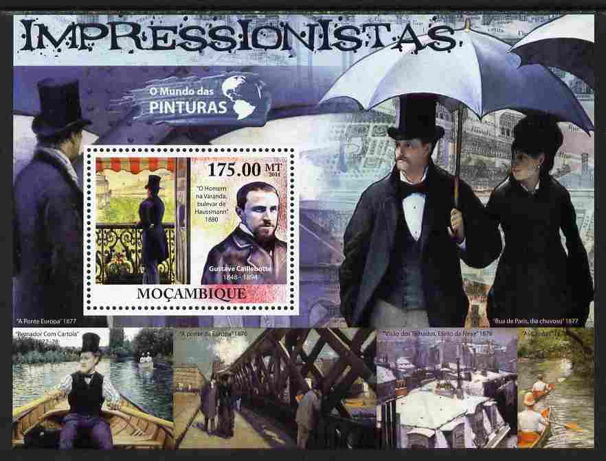 Mozambique 2011 Impressionism Art perf s/sheet unmounted mint, stamps on arts, stamps on bridges, stamps on umbrellas