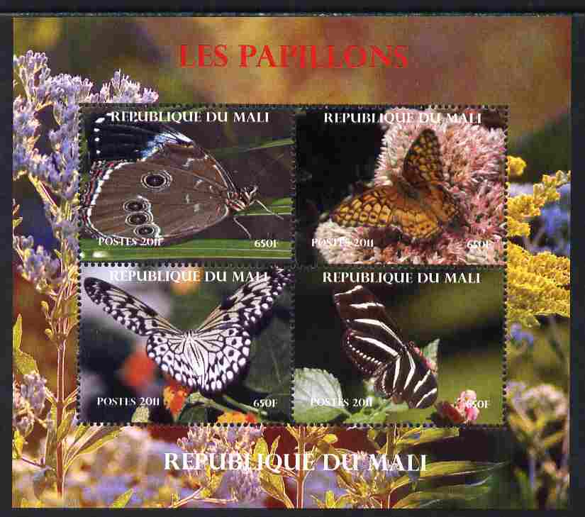 Mali 2011 Butterflies #2 perf sheetlet containing 4 values unmounted mint. Note this item is privately produced and is offered purely on its thematic appeal, stamps on , stamps on  stamps on butterflies