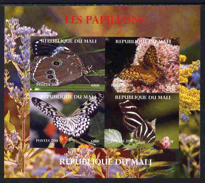 Mali 2011 Butterflies #2 imperf sheetlet containing 4 values unmounted mint. Note this item is privately produced and is offered purely on its thematic appeal, it has no ..., stamps on butterflies