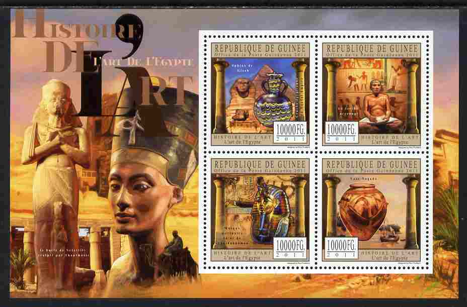 Guinea - Conakry 2011 History of Art - Egyptian Art perf sheetlet containing 4 values unmounted mint, stamps on , stamps on  stamps on arts, stamps on  stamps on egyptology, stamps on  stamps on pottery