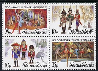 Russia 1992 Tchaikovsky's Nutcracker Ballet se-tenant set of 4 unmounted mint SG 6377-80, Mi 269-72, stamps on , stamps on  stamps on ballet, stamps on music, stamps on dancing, stamps on composers, stamps on entertainments, stamps on  stamps on  law , stamps on  stamps on opera