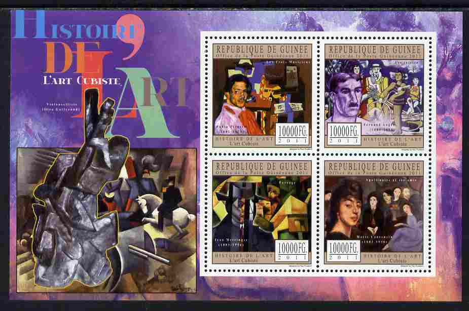 Guinea - Conakry 2011 History of Art - Cubist Art perf sheetlet containing 4 values unmounted mint, stamps on arts, stamps on picasso
