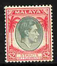 Malaya - Straits Settlements 1937-41 KG6 $2 green & scarlet mounted mint SG 291, stamps on , stamps on  kg6 , stamps on 