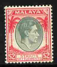 Malaya - Straits Settlements 1937-41 KG6 $2 green & scarlet mounted mint SG 291, stamps on , stamps on  stamps on , stamps on  stamps on  kg6 , stamps on  stamps on 