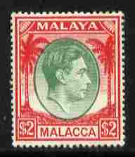Malaya - Malacca 1949-52 KG6 $2 green & scarlet mounted mint SG 16, stamps on , stamps on  kg6 , stamps on 