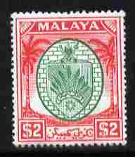 Malaya - Negri Sembilan 1949-55 Arms $2 green & scarlet mounted mint SG 61, stamps on , stamps on  kg6 , stamps on 