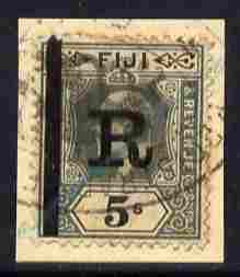 Fiji KE7 5s opt'd 'R' for revenue use, on piece appropriately used, stamps on , stamps on  stamps on revenues