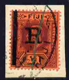 Fiji KE7 A31 opt'd 'R' for revenue use, on piece appropriately used, stamps on , stamps on  stamps on revenues