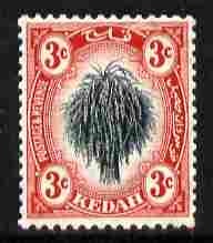 Malaya - Kedah 1912 Sheaf of Rice 3c black & red MCA mounted mint SG 2, stamps on , stamps on  stamps on , stamps on  stamps on  kg5 , stamps on  stamps on 