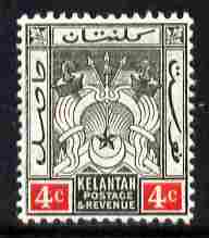 Malaya - Kelantan 1911-15 MCA 4c black & red mounted mint SG 3, stamps on , stamps on  stamps on , stamps on  stamps on  kg5 , stamps on  stamps on 