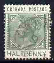 Grenada 1887 QV 1/2d dull green with 'Sliced H' variety (Position R9/1 ?) fine cds used SG 30var, stamps on , stamps on  qv , stamps on 