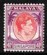Singapore 1948-52 KG6 40c red & purple P14 mounted mint SG 11, stamps on , stamps on  stamps on , stamps on  stamps on  kg6 , stamps on  stamps on 