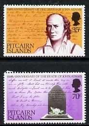 Pitcairn Islands 1979 Death Anniversary of John Adams (Mutineer) set of 2, SG 194-95 unmounted mint, stamps on personalities, stamps on ships, stamps on death, stamps on masonics, stamps on masonry
