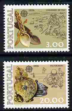 Portugal 1976 Europa set of 2 unmounted mint SG 1601-02, stamps on europa, stamps on gold, stamps on artefacts