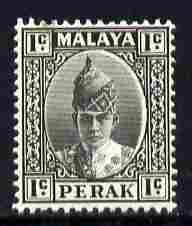 Malaya - Perak 1938-41 Sultan 1c black mounted mint SG103, stamps on , stamps on  stamps on , stamps on  stamps on  kg6 , stamps on  stamps on 