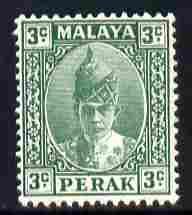 Malaya - Perak 1938-41 Sultan 3c green mounted mint SG106, stamps on , stamps on  stamps on , stamps on  stamps on  kg6 , stamps on  stamps on 