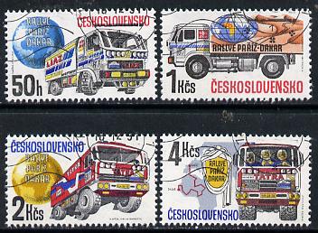 Czechoslovakia 1989 Paris-Dakar Rally set of 4 cto used, SG 2959-62*, stamps on , stamps on  stamps on sport   transport