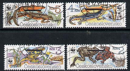 Czechoslovakia 1989 WWF Endangered Amphibians set of 4 cto used, SG 2981-84*, stamps on wwf    animals    reptiles      frogs , stamps on  wwf , stamps on 