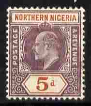 Northern Nigeria 1902 KE7 Crown CA 5d dull purple & chestnut mounted mint SG 14, stamps on , stamps on  ke7 , stamps on 