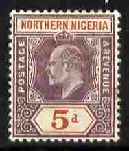 Northern Nigeria 1902 KE7 Crown CA 5d dull purple & chestnut mounted mint SG 14, stamps on , stamps on  stamps on , stamps on  stamps on  ke7 , stamps on  stamps on 