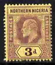 Northern Nigeria 1910-11 KE7 MCA 3d purple on yellow mounted mint SG 32, stamps on , stamps on  stamps on , stamps on  stamps on  ke7 , stamps on  stamps on 