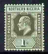 Northern Nigeria 1910-11 KE7 MCA 1s black on green mounted mint SG 36, stamps on , stamps on  ke7 , stamps on 