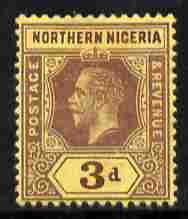 Northern Nigeria 1912 KG5 MCA 3d purple on yellow mounted mint SG 43, stamps on , stamps on  kg5 , stamps on 