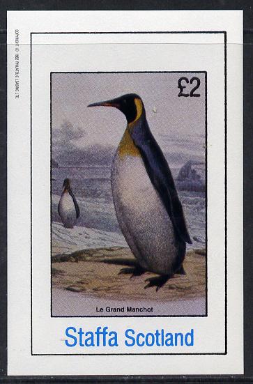 Staffa 1982 Birds #19 (Penguin) imperf deluxe sheet (£2 value) unmounted mint, stamps on birds  penguins         polar
