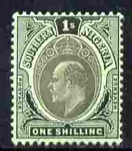 Southern Nigeria 1907-11 KE7 MCA 1s black on green mounted mint SG 40, stamps on , stamps on  ke7 , stamps on 