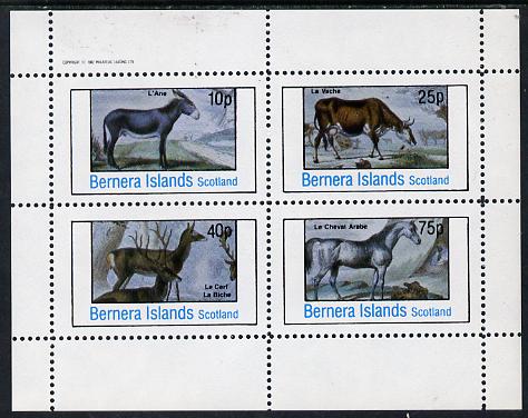 Bernera 1982 Animals (Deer, Cow, Horse & Donkey) perf  set of 4 values (10p to 75p) unmounted mint, stamps on , stamps on  stamps on animals   deer   bovine   horse     donkey, stamps on  stamps on horses