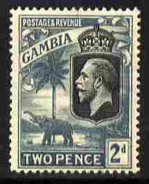 Gambia 1922-29 KG5 Script CA Elephant & Palm 2d black & grey mounted mint SG 126, stamps on , stamps on  kg5 , stamps on elephants, stamps on trees, stamps on palms