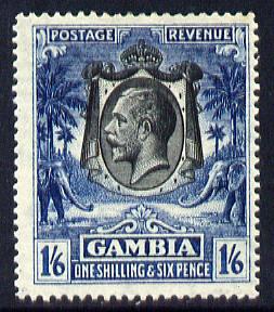 Gambia 1922-29 KG5 Script CA Elephant & Palm 1s6d black & blue mounted mint SG 135, stamps on , stamps on  stamps on , stamps on  stamps on  kg5 , stamps on  stamps on elephants, stamps on  stamps on trees, stamps on  stamps on palms