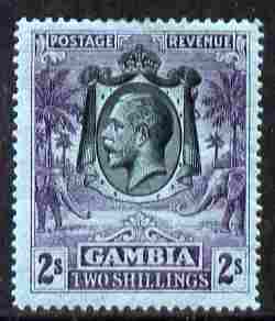Gambia 1922-29 KG5 Script CA Elephant & Palm 2s black & purple on blue mounted mint SG 136, stamps on , stamps on  stamps on , stamps on  stamps on  kg5 , stamps on  stamps on elephants, stamps on  stamps on trees, stamps on  stamps on palms