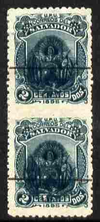 El Salvador 1895 2c green vert pair with Arms opt imperf between, mint small thin, stamps on , stamps on  stamps on el salvador 1895 2c green vert pair with arms opt imperf between, stamps on  stamps on  mint small thin