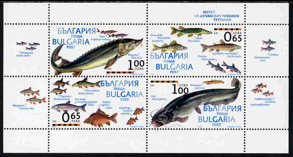 Bulgaria 2011 Fish perf sheetlet containing 4 values unmounted mint, stamps on , stamps on  stamps on fish