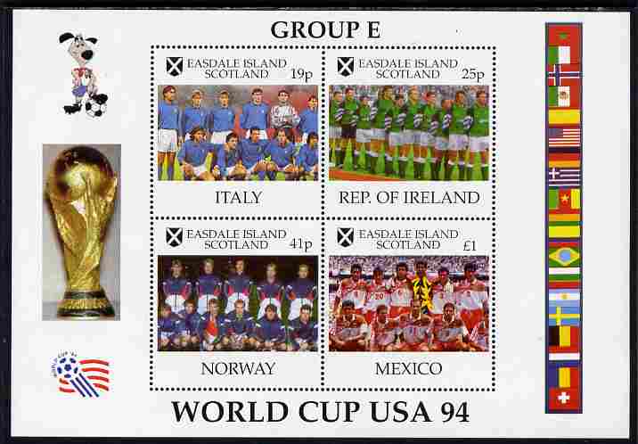 Easdale 1994 Football World Cup - Group E Countries perf sheetlet containing 4 values, unmounted mint , stamps on , stamps on  stamps on football