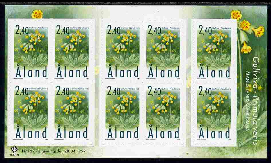 Aland Islands 1999 Provincial Plants perf sheetlet containing 10 x self-adhesive values unmounted mint as SG 152, stamps on , stamps on  stamps on flowers, stamps on  stamps on self adhesive