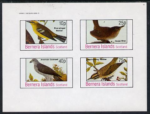 Bernera 1982 Birds #19 (Goshawk, Warbler etc) imperf  set of 4 values (10p to 75p) unmounted mint, stamps on , stamps on  stamps on birds, stamps on  stamps on birds of prey
