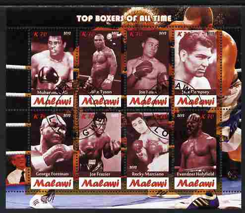 Malawi 2012 Top Boxers of All Time perf sheetlet containing 8 values fine cto used, stamps on , stamps on  stamps on personalities, stamps on  stamps on sport, stamps on  stamps on boxing